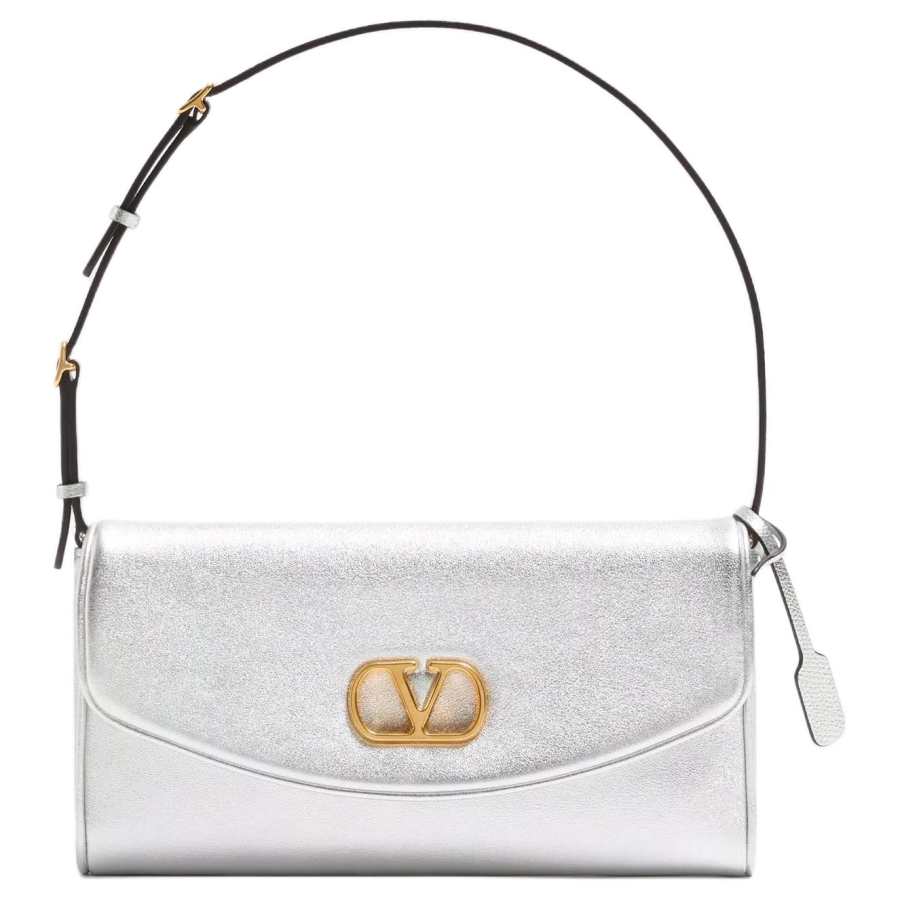 Valentino Garavani Plastic Nappa Leather Shoulder Bag Small Women's Silver