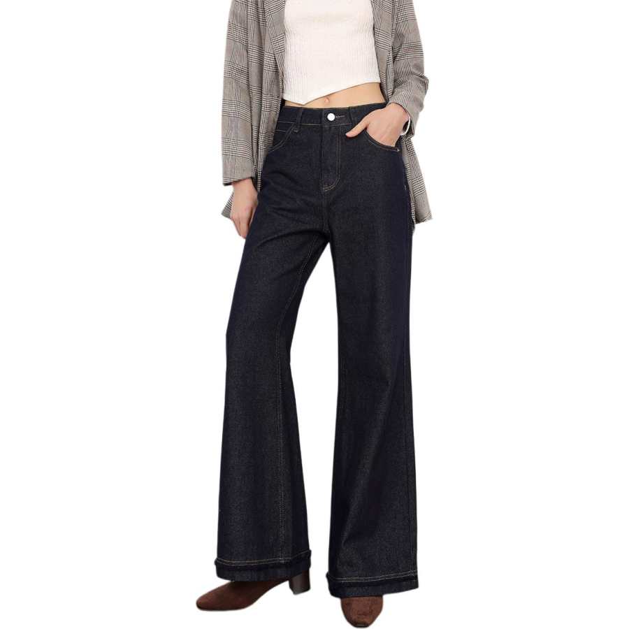 Tonlion Jeans Women's Dark Blue Moderate Flared Pants
