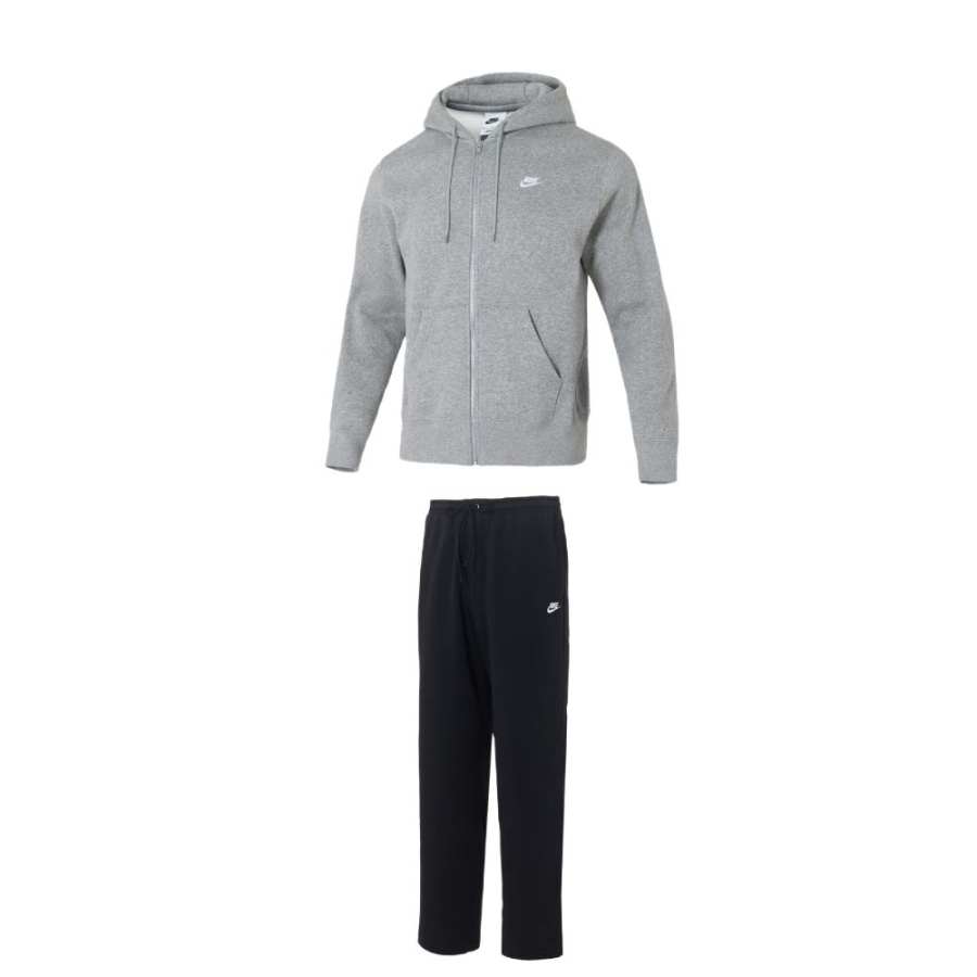 Nike Nike Casual Sportswear Men's Clothing Set Gray Top+Black Bottom Hooded Moderate