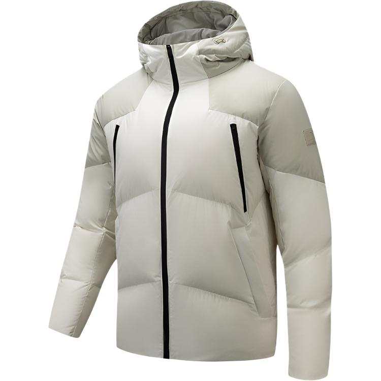 ANTA ANTA Down Jackets Men's Light Gray Hooded Thickened