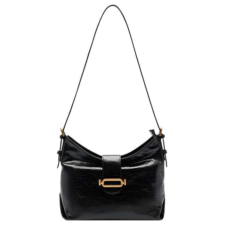 URBAN REVIVO Cow Leather Crossbody Bags Women's Black