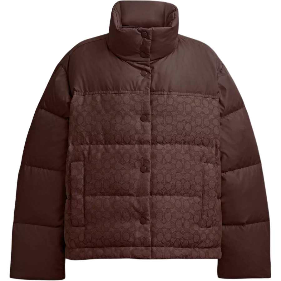 COACH Down Jackets Women's Dark Umber Stand Collar Moderate