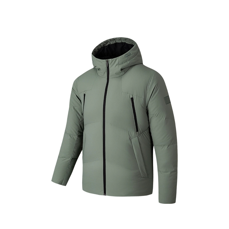 ANTA ANTA Down Jackets Men's Prosperous Bamboo Green Hooded Thickened Down Jacket