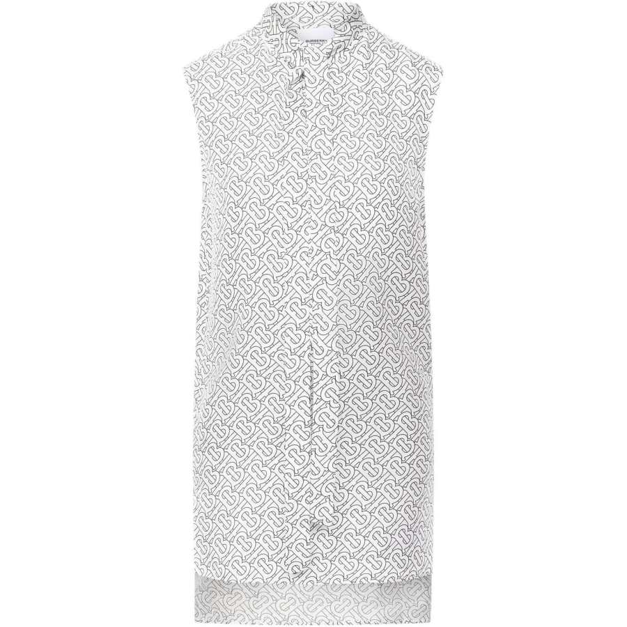 Burberry Shirts Women's Gray White Stand Collar Moderate Shirt