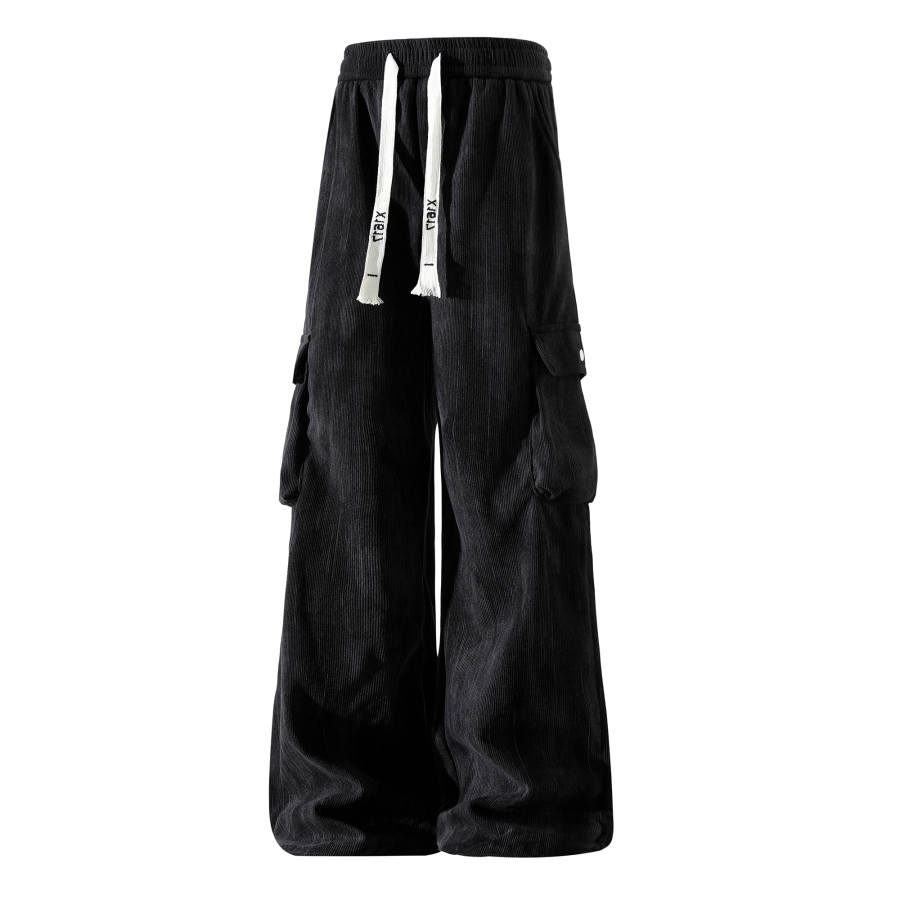 X1617 Casual Pants Unisex Thickened And Fleece Lined Wide Leg Pants