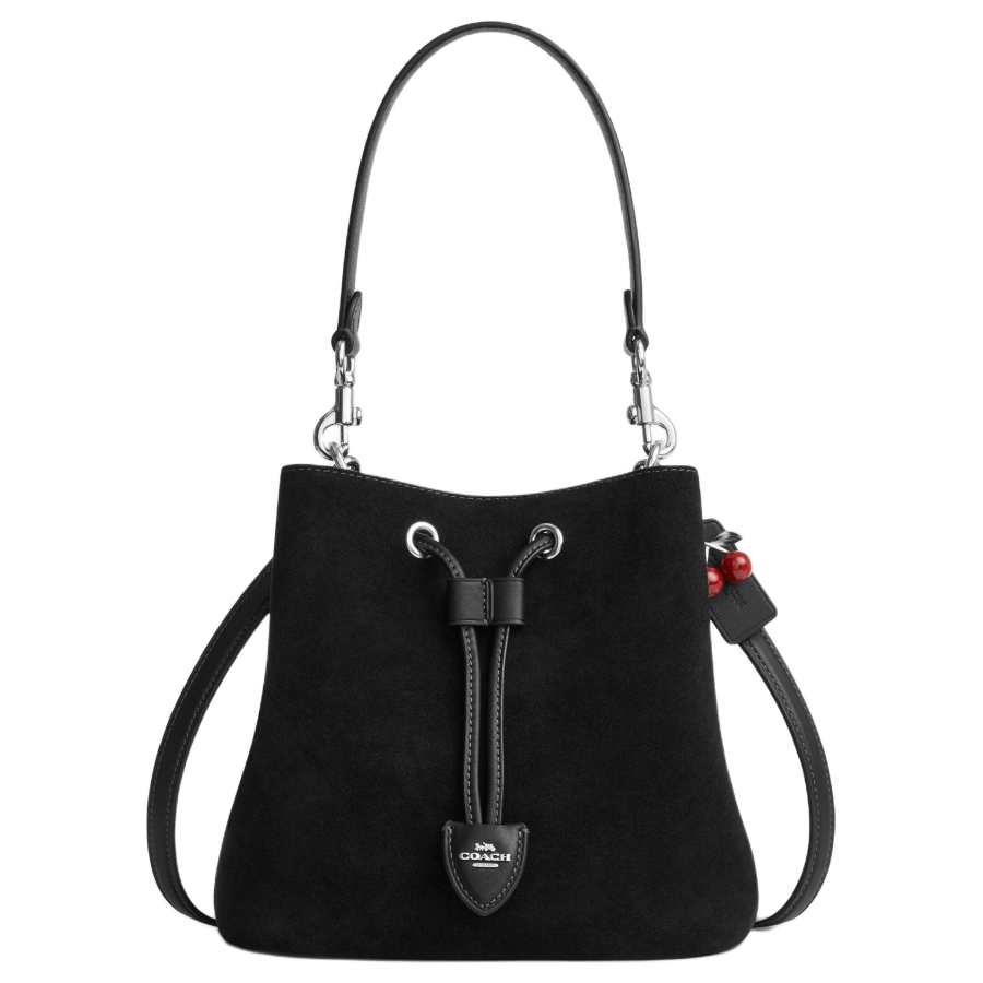 COACH Rowan Cow Split Leather Crossbody One Shoulder Handbag Small Women's Black
