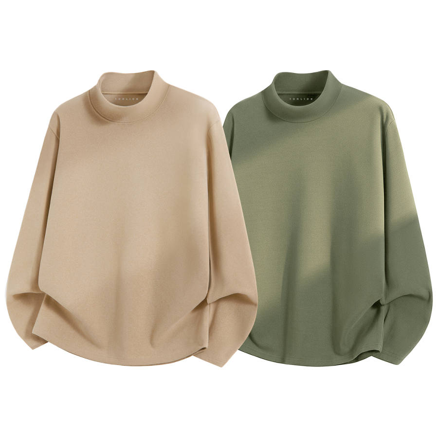 Tonlion T Shirts Unisex Half Turtleneck Moderate Straight Fit