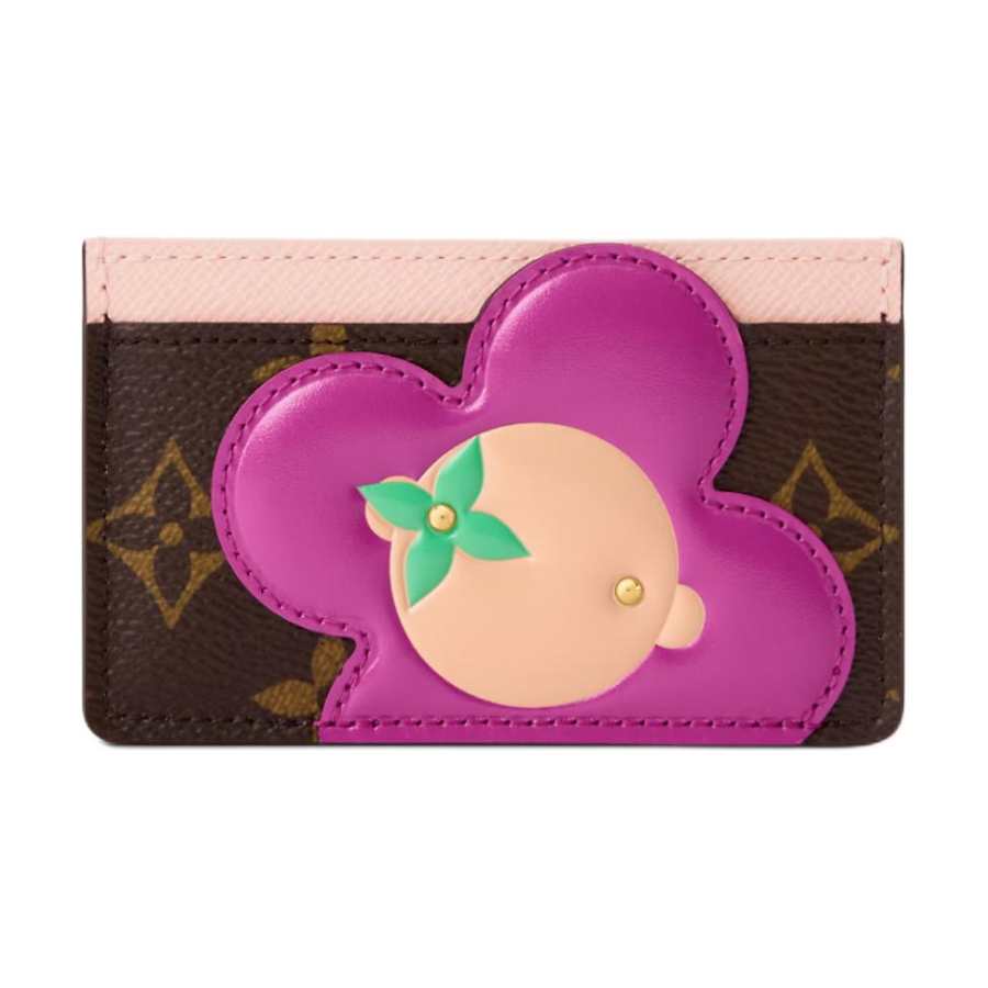 LOUIS VUITTON Coated Canvas Card Holder Women's Brown & Pink