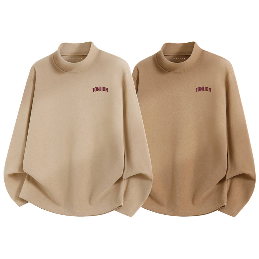 Tonlion T Shirts Unisex Half Turtleneck Moderate Straight Fit