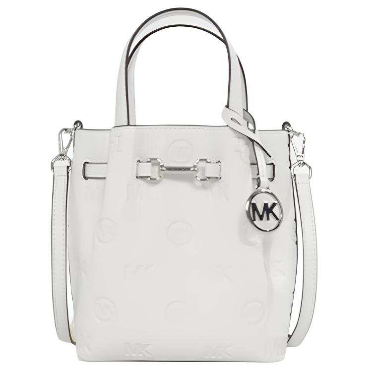 MICHAEL KORS Carson Artificial Leather With Split Cow Leather Handbag Small Women's White