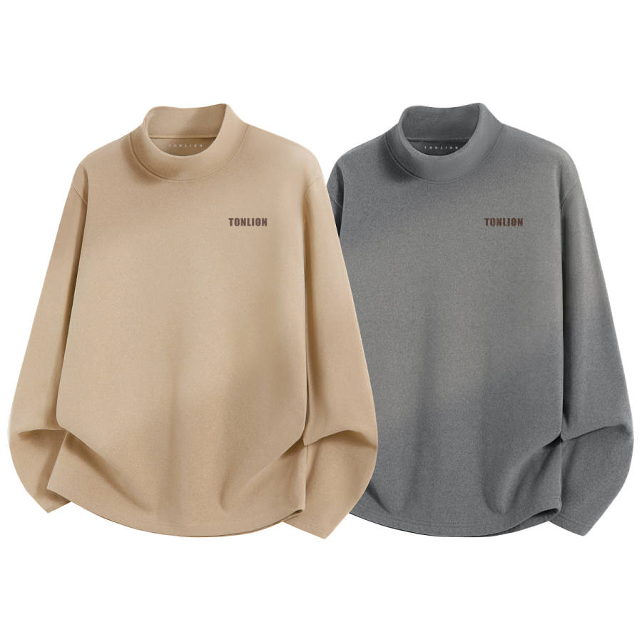 Tonlion T Shirts Unisex Half Turtleneck Moderate Straight Fit
