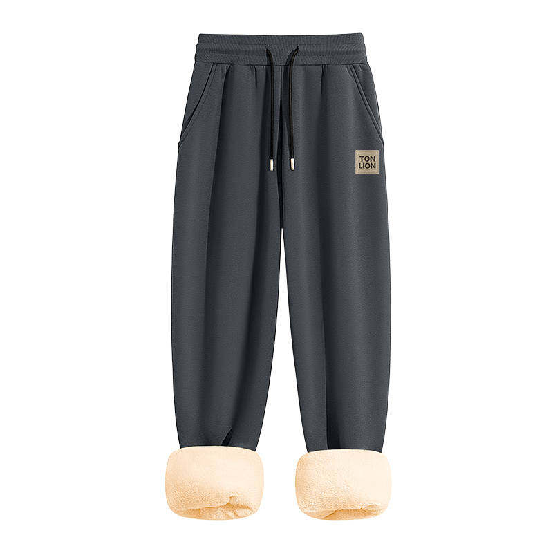 Tonlion Casual Pants Unisex Thickened And Fleece Lined Sweatpants
