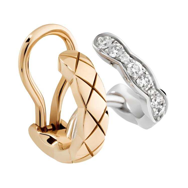 CHANEL CHANEL Clip On Earrings Unisex Gold/Silver