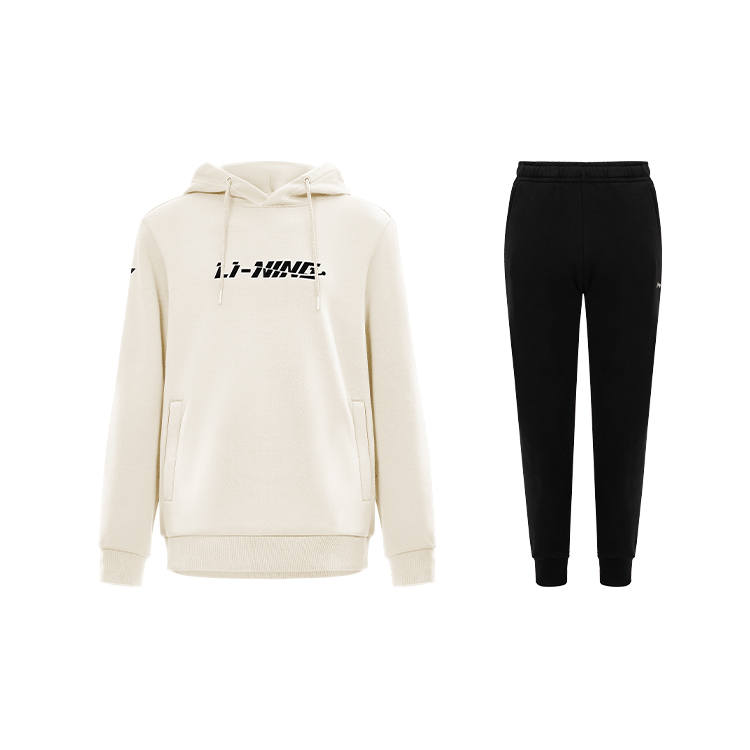 Li-Ning Li Ning Anti Aging Fashion Unisex Versatile Fleece Lined Pullover Hoodie Slimming Elastic Cuff Thickened Sweatpants