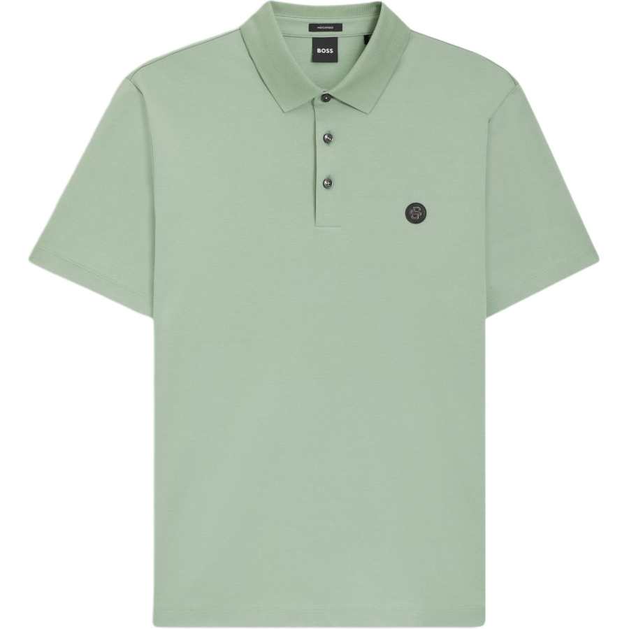 HUGO BOSS Polo Shirts Men's Green Polo Collar Moderate Straight Fit