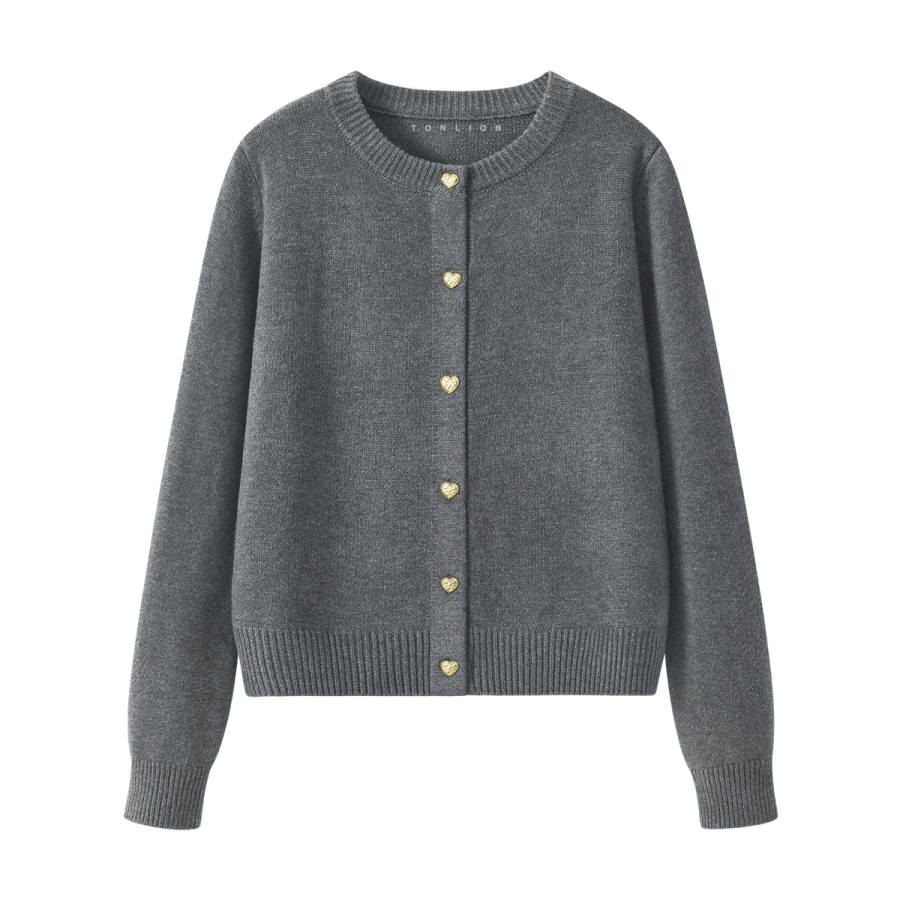 Tonlion Sweaters Women's Crew Neck Moderate Cardigan
