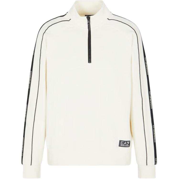 EMPORIO ARMANI EA7 FW25 Fleece Lined Half Zip Stand Collar Long Sleeved Sweatshirt Men's