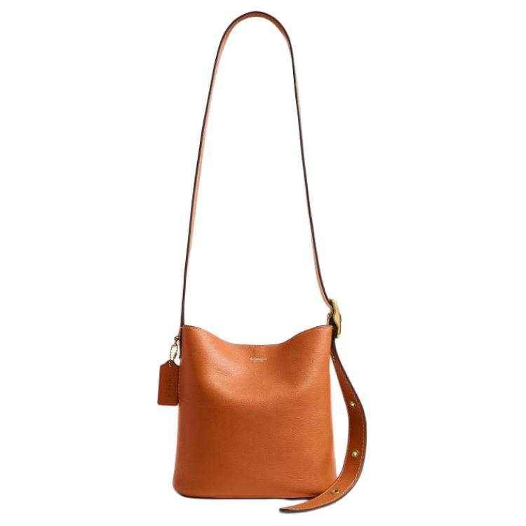 COACH Bleecker Cow Leather Crossbody Bag, Shoulder Bag Small Women's Medium Umber
