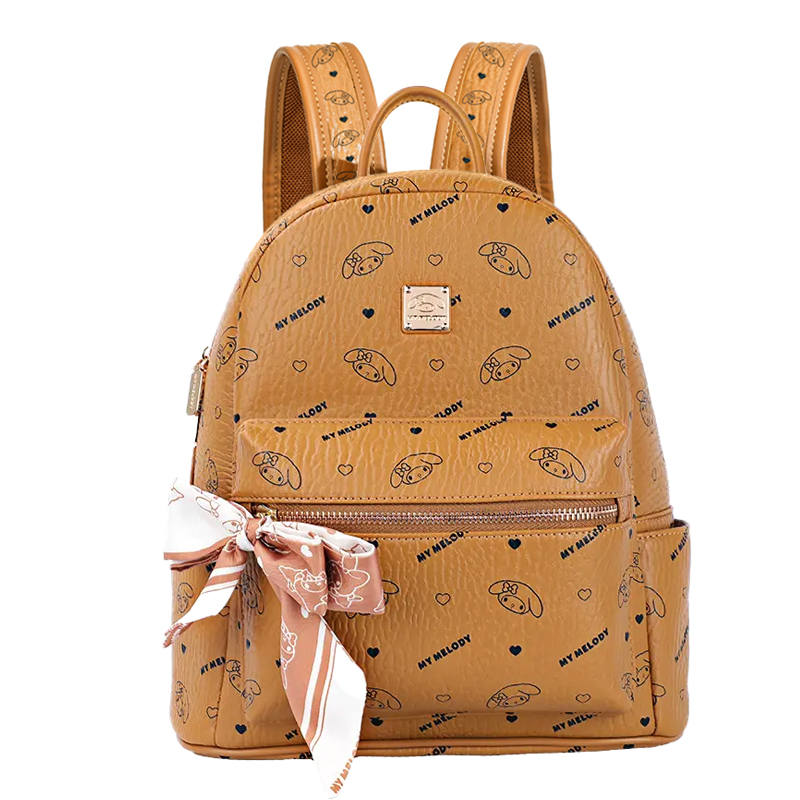 Sanrio My Melody Synthetic Leather Backpack Regular Women's Yellow Brown