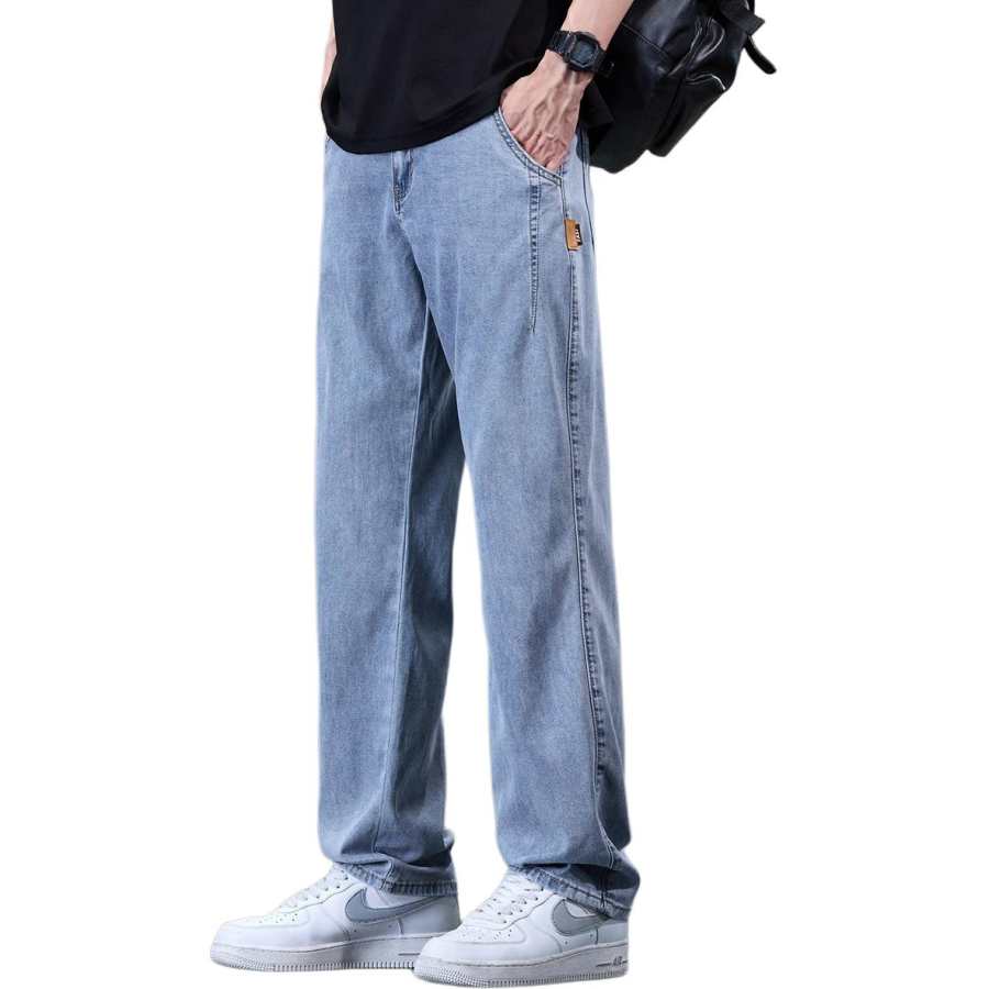 Tonlion Jeans Unisex Light Blue Moderate Straight Fit Pants