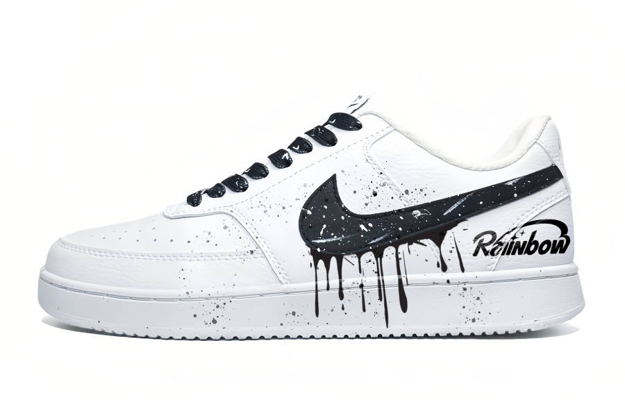 Nike Nike Court Vision 1 Ink Splatter Era Abrasion Resistant Low top Skateboard Shoes Unisex Black White