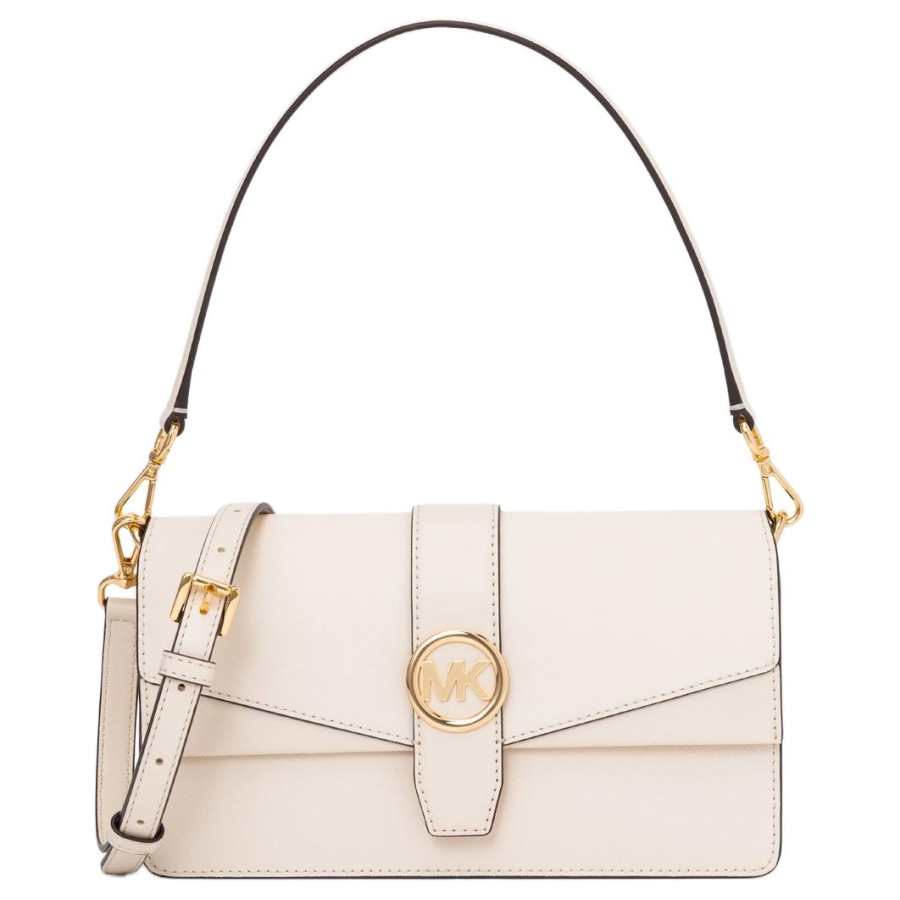 MICHAEL KORS Greenwich Cow Leather Shoulder Bag Medium Women's Light Cream