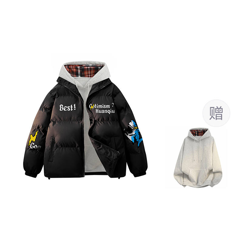 HUANQIU Down Jackets Unisex Stand Collar Thickened Puffer Jacket