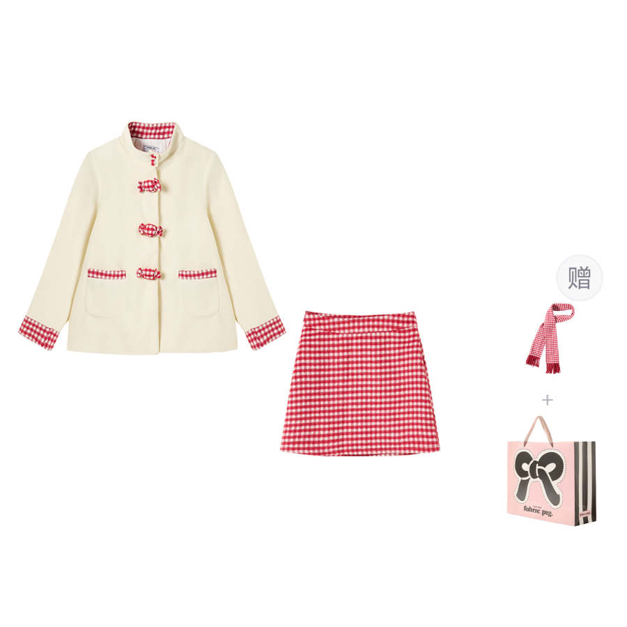 FABRIC PIG Two Piece Skirt Sets Women's Crew Neck Moderate Short