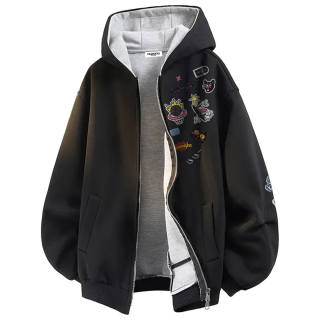 HUANQIU Sweatshirts Unisex Hooded Thickened Cardigan