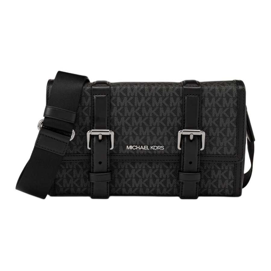 MICHAEL KORS COOPER Coated Canvas Shoulder Bag, Crossbody Bag Men's Black