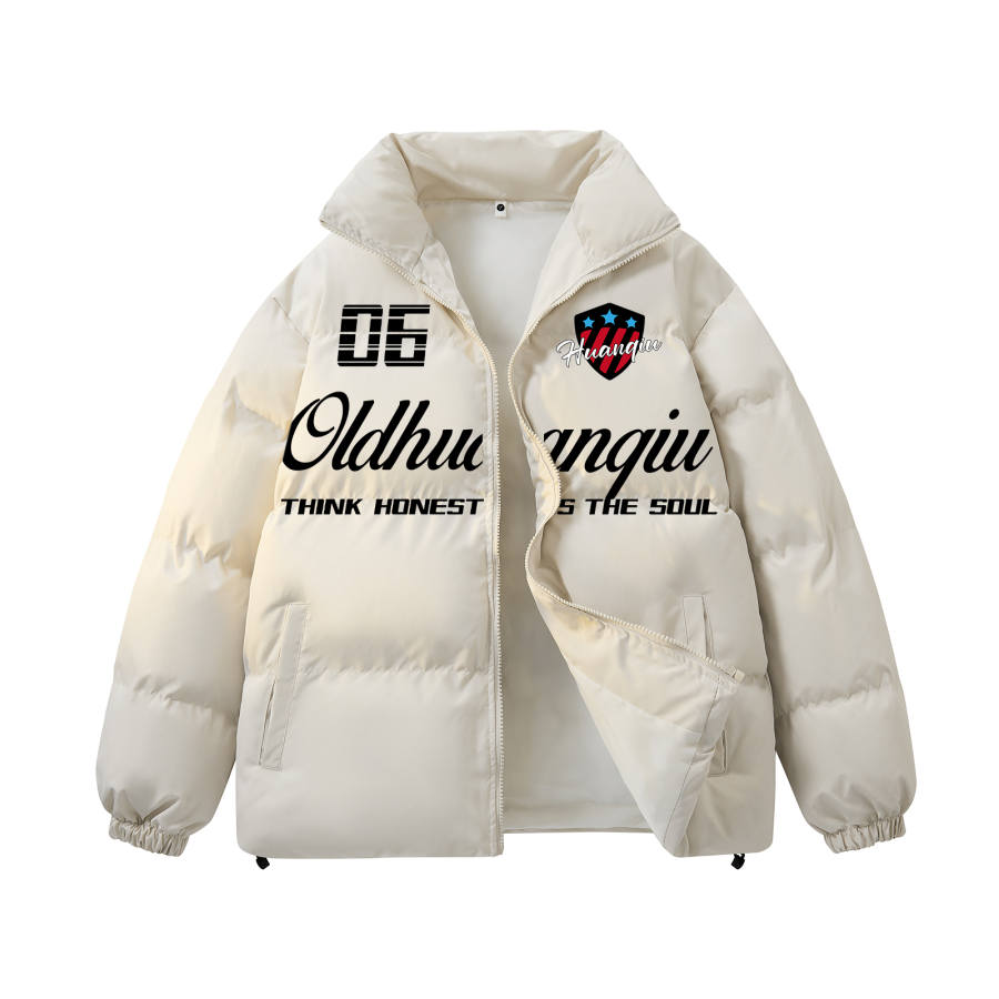 HUANQIU Puffer Jackets Unisex Stand Collar Moderate Padded Puffer Jacket