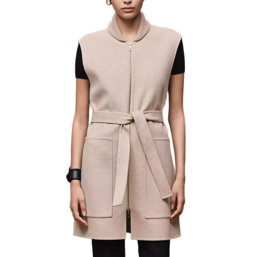 HERMES HERMES Vests Women's Beige Lapel Moderate Other