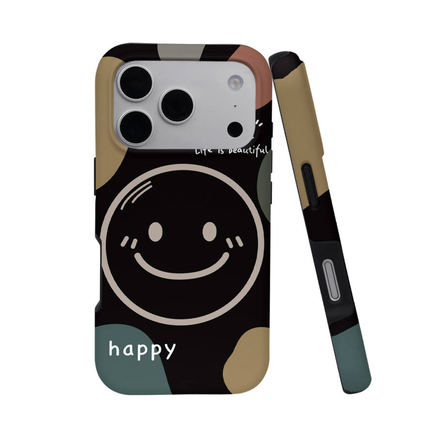 Keshami PC Material Drop Resistant With Magnetic Black Base Happy Smiley Face Phone Cases
