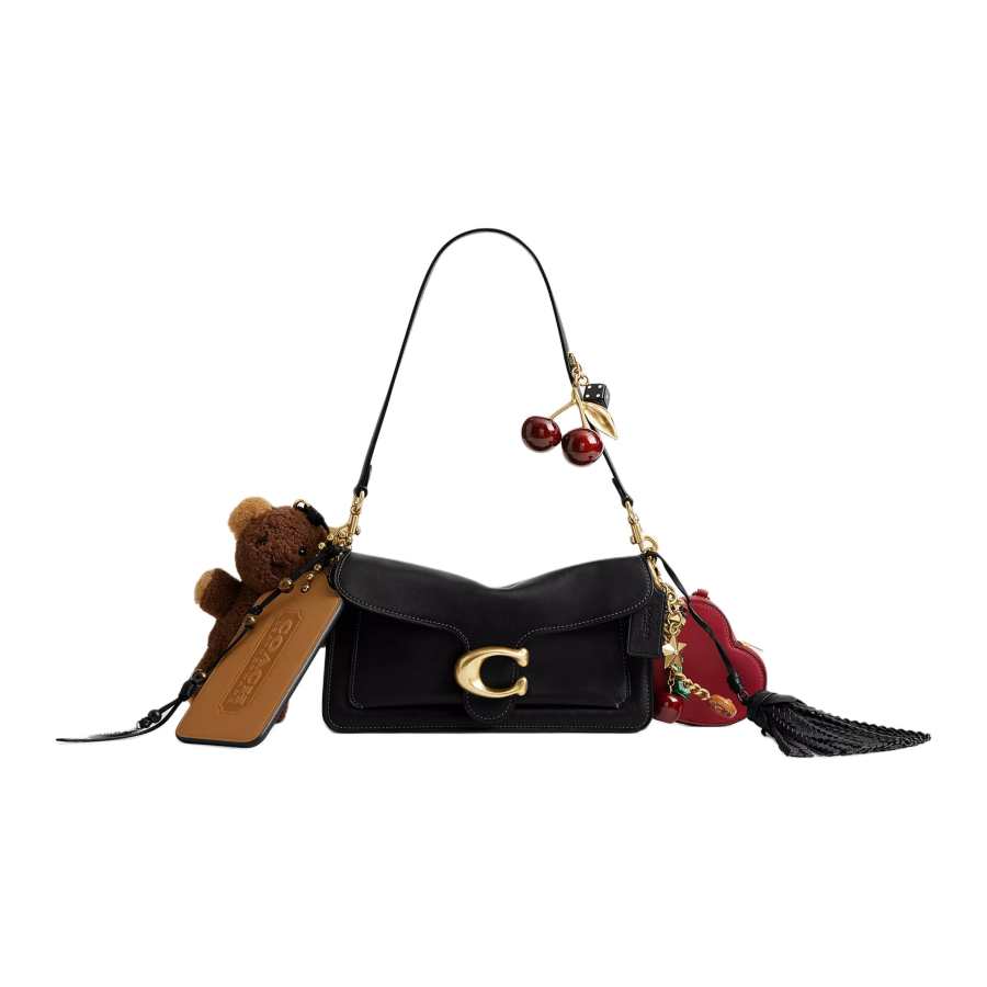 COACH Tabby Leather Crossbody Bag, Shoulder Bag Medium Women's Brass & Black