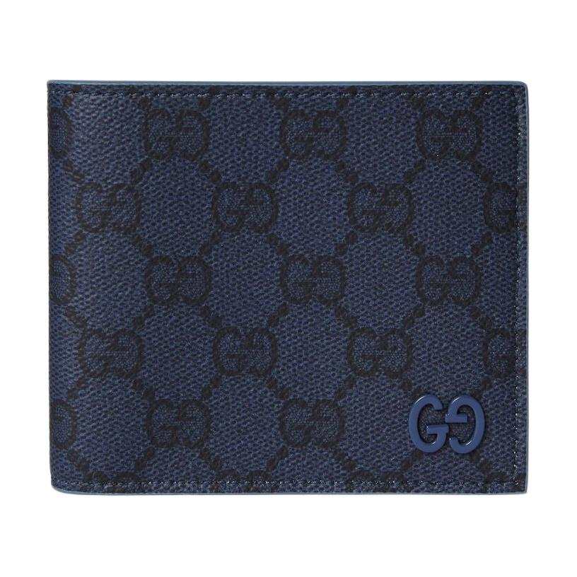 GUCCI GG Supreme Leather Wallet Women's Dark Blue
