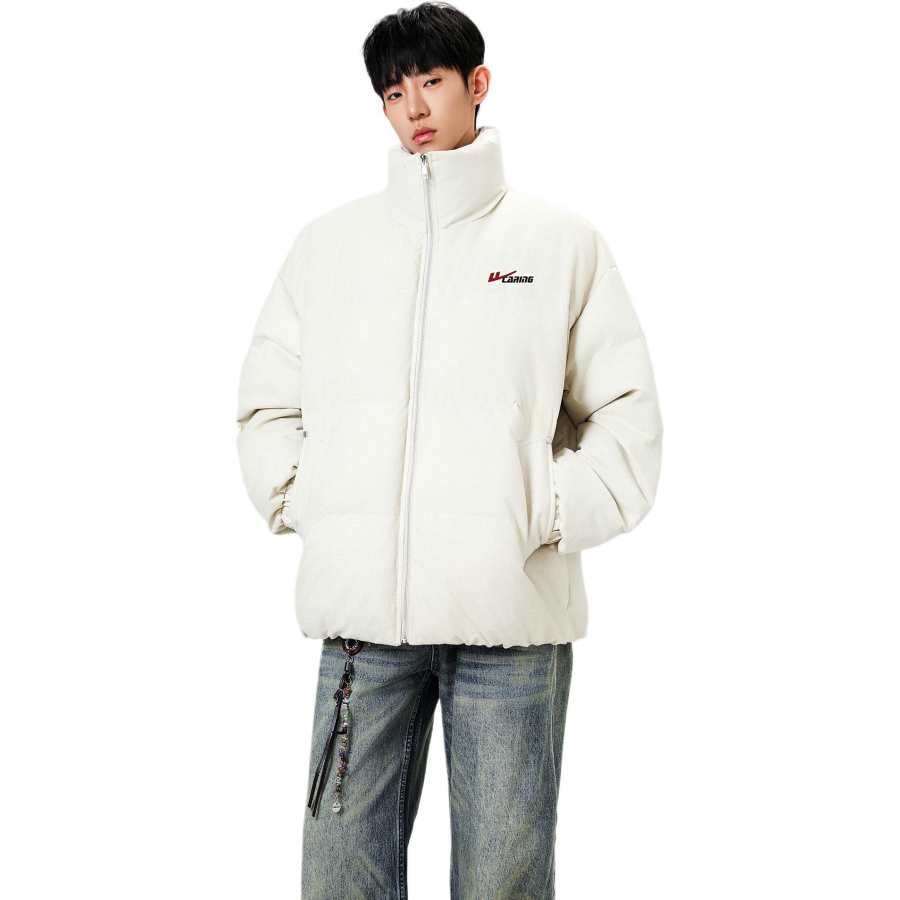 WARRIOR WARRIOR Puffer Jackets Unisex Stand Collar Fleece Lined Mock Two Piece Puffer Jacket