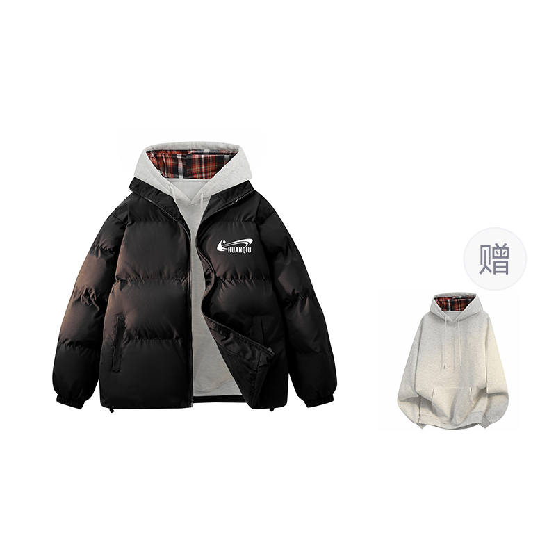 HUANQIU Down Jackets Unisex Stand Collar Thickened Puffer Jacket