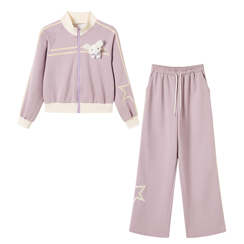 FABRIC PIG Casual Suits Women's Purple Stand Collar Moderate Long