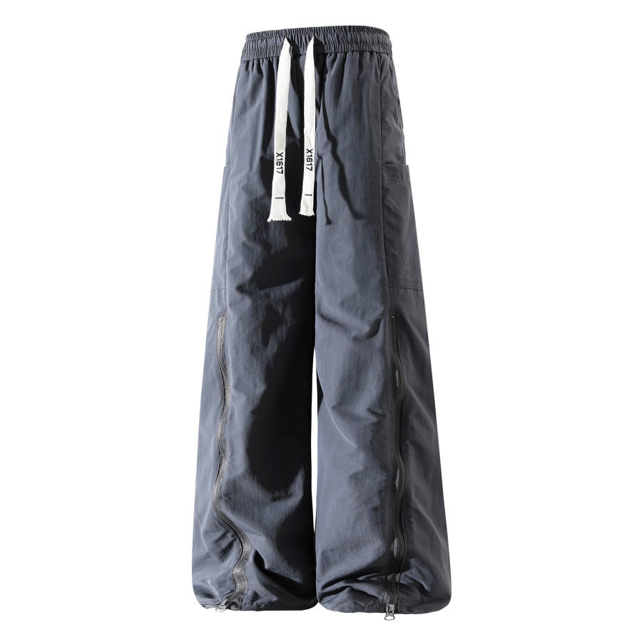 X1617 Casual Pants Unisex Thickened And Fleece Lined Wide Leg Pants