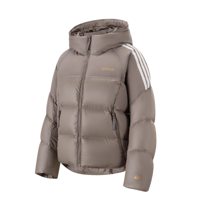 Adidas Adidas Down Jackets Women's Khaki Hooded Moderate Puffer Jacket