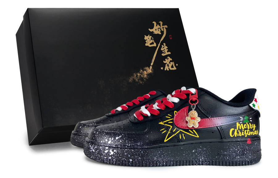 Nike Nike Air Force 1 Magic Pen Blossoms, Night Born Ginger Candy Abrasion Resistant Low top Skateboard Shoes Unisex