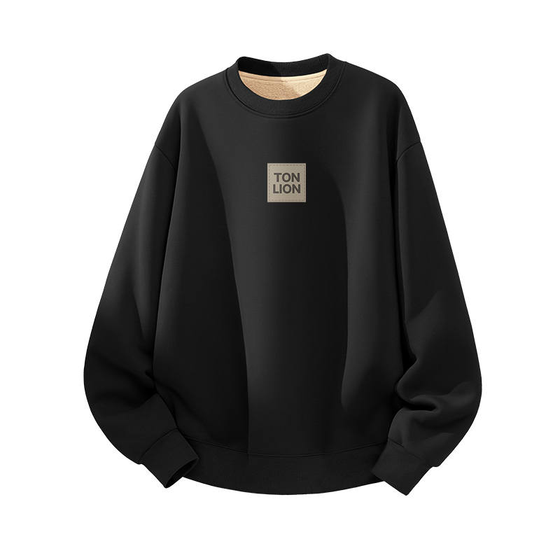 Tonlion Sweatshirts Unisex Crew Neck Thickened Regular