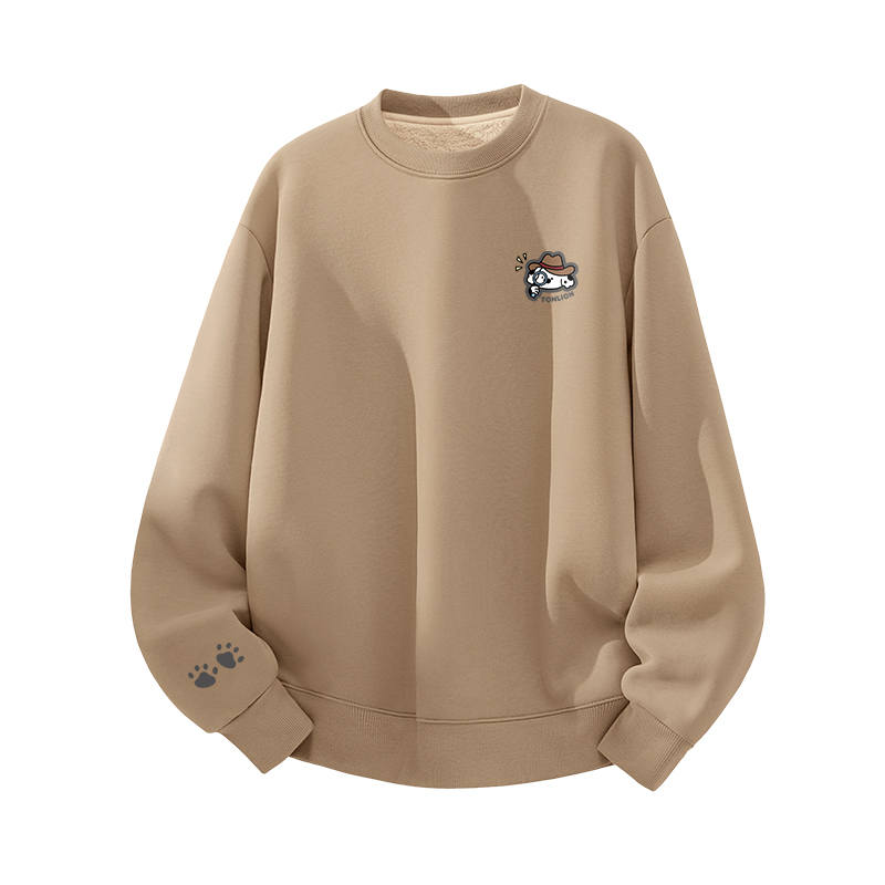 Tonlion Sweatshirts Unisex Crew Neck Thickened Regular