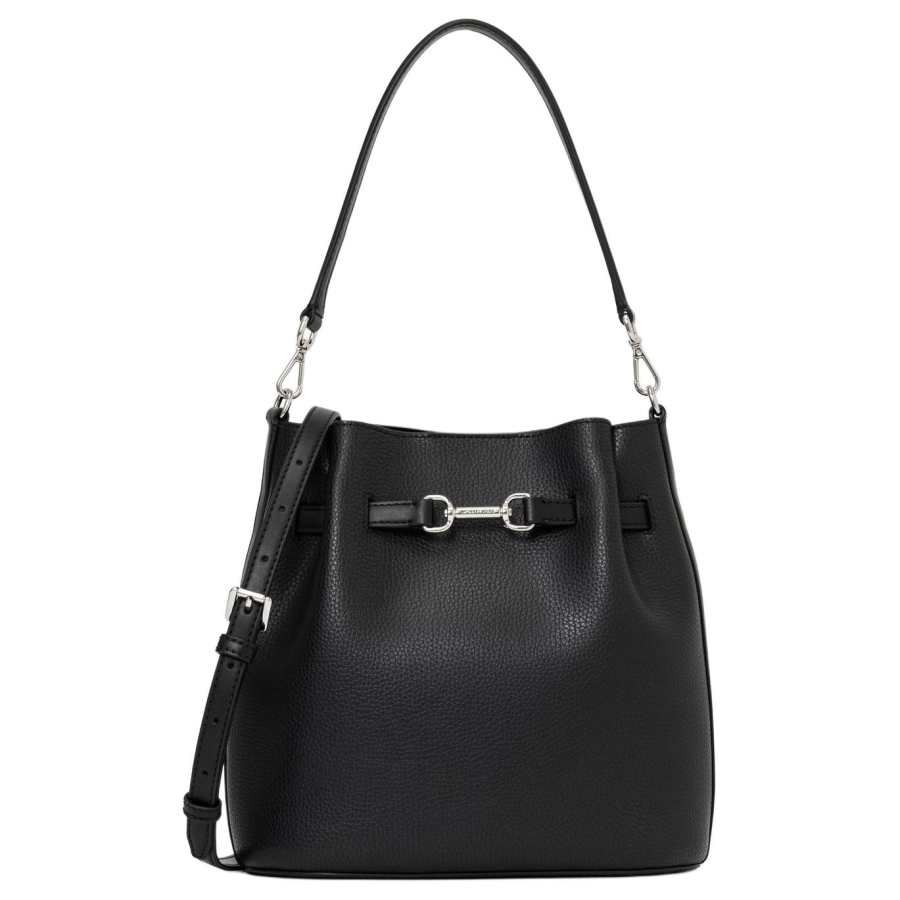 MICHAEL KORS Carson Cow Leather Shoulder Bag Medium Women's Black