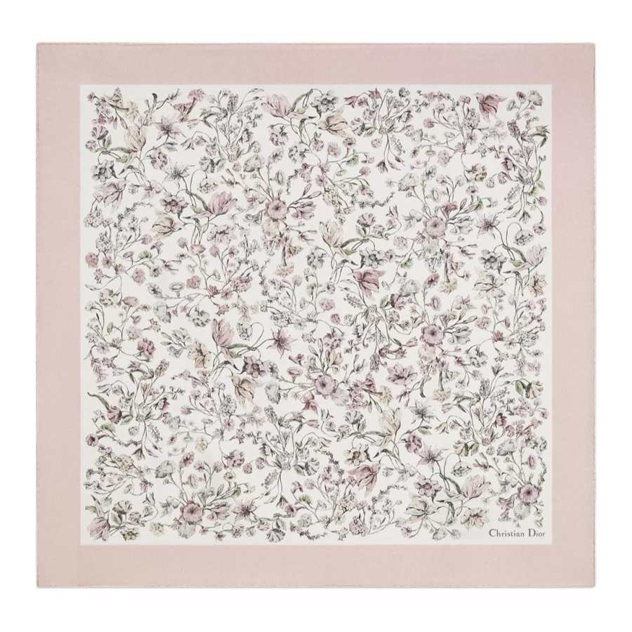 DIOR Silk Twill Scarves Women's Pink/White