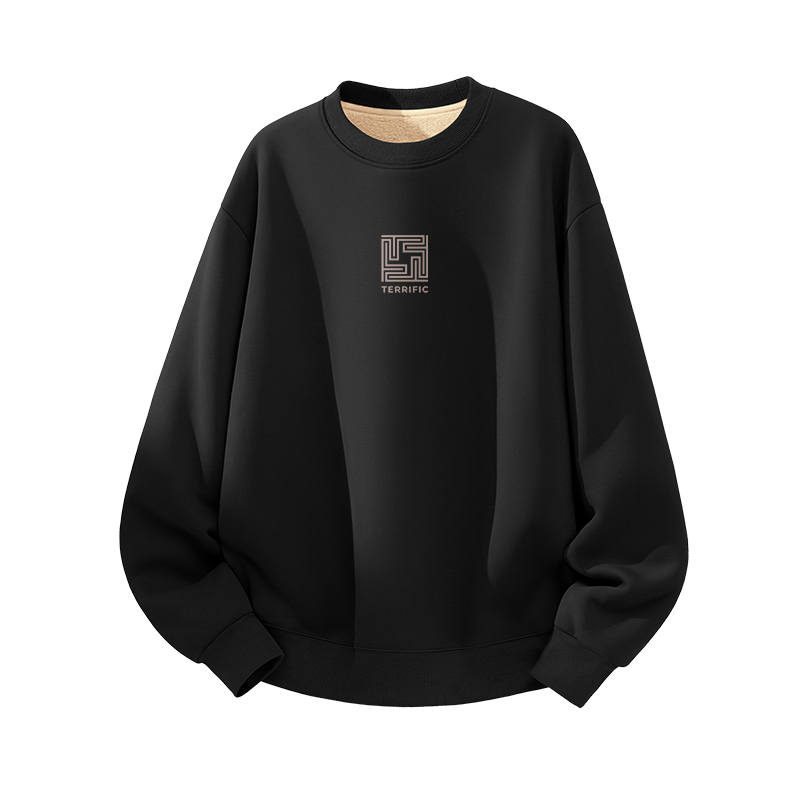 Tonlion Sweatshirts Unisex Crew Neck Thickened Regular