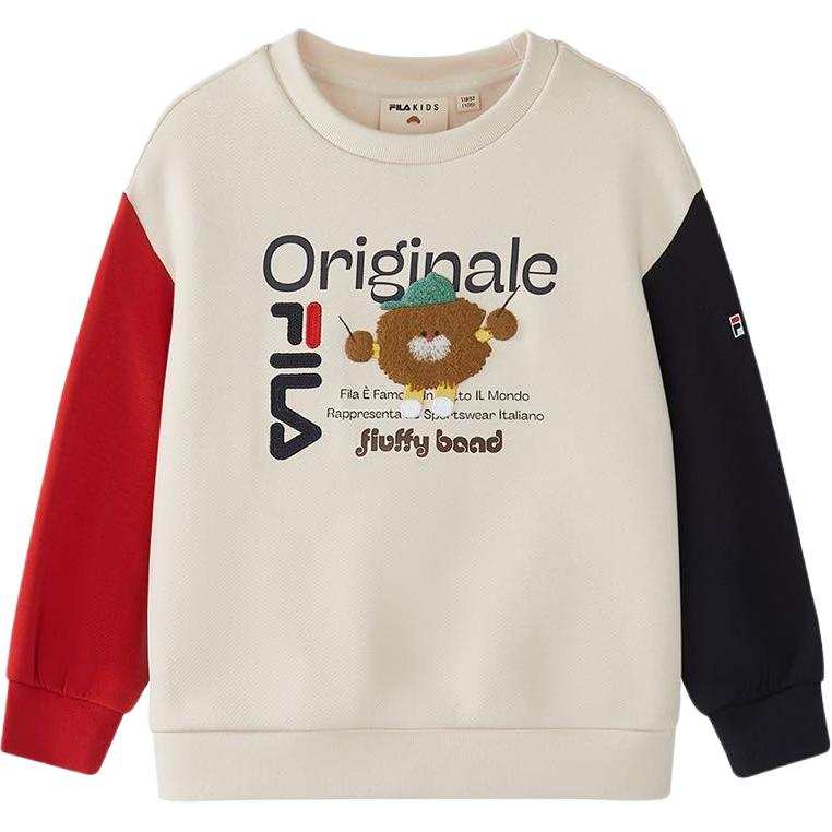 FILA KIDS x SEUNGYOUN KIM Sweatshirt FW25 Fleece Lined Loose Fit Pullover Long Sleeved Children Aged 3 7 Years Old