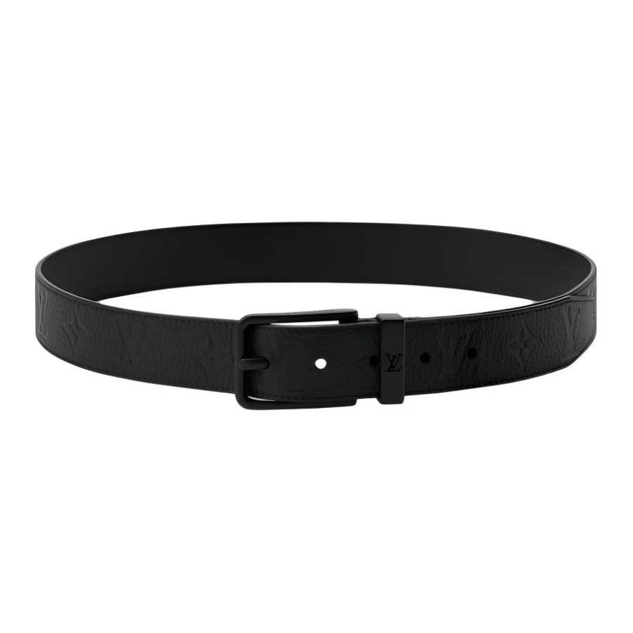 LOUIS VUITTON Pont Neuf Cow Leather Belts Men's Black Width 3.5cm