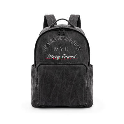 MYD Cotton Laptop Backpack Unisex Denim Black
