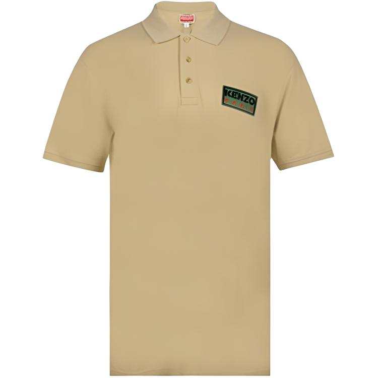 KENZO Polo Shirts Men's Khaki Polo Collar Moderate Straight Fit